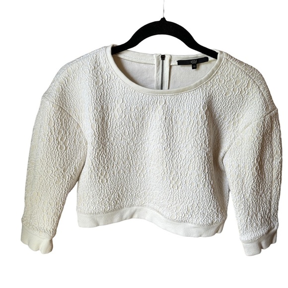 Cream Tibi Cropped Structured Top/Sweatshirt | Size XS - Picture 1 of 7